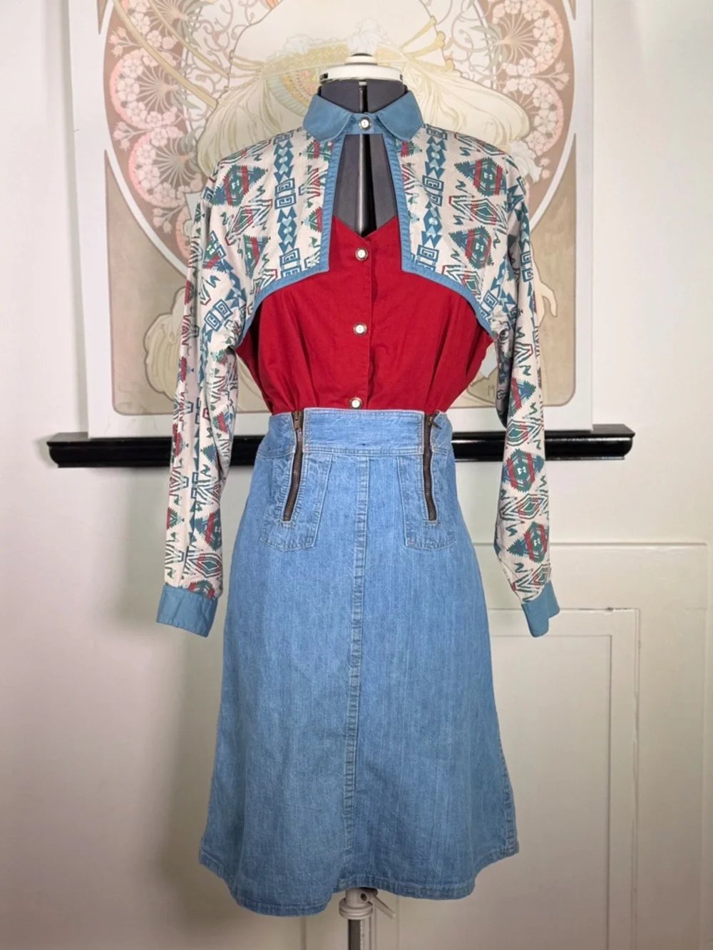Women’s‎ Vintage Gordon & James Western Cut Out Aztec Button Down Long sleeve M